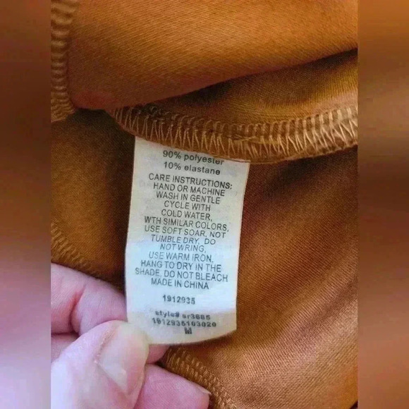 Sleeveless Suede-Look Polyester & Elastin Tan Jumper Dress, Size Medium - Picture 4 of 5